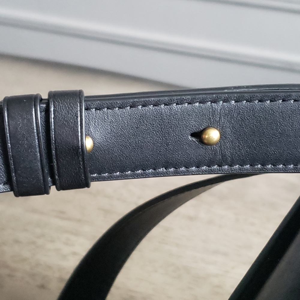 Coach Black Leather Studded Shoulder Bag with Gold Hardware - Picture 8 of 13